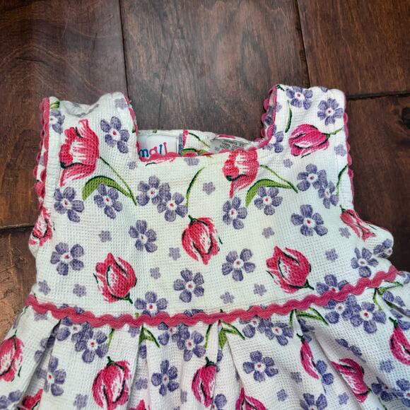 Vintage Small Steps Girls 2T Dress Floral Short Sleeve Summer Square Neck - Picture 6 of 6